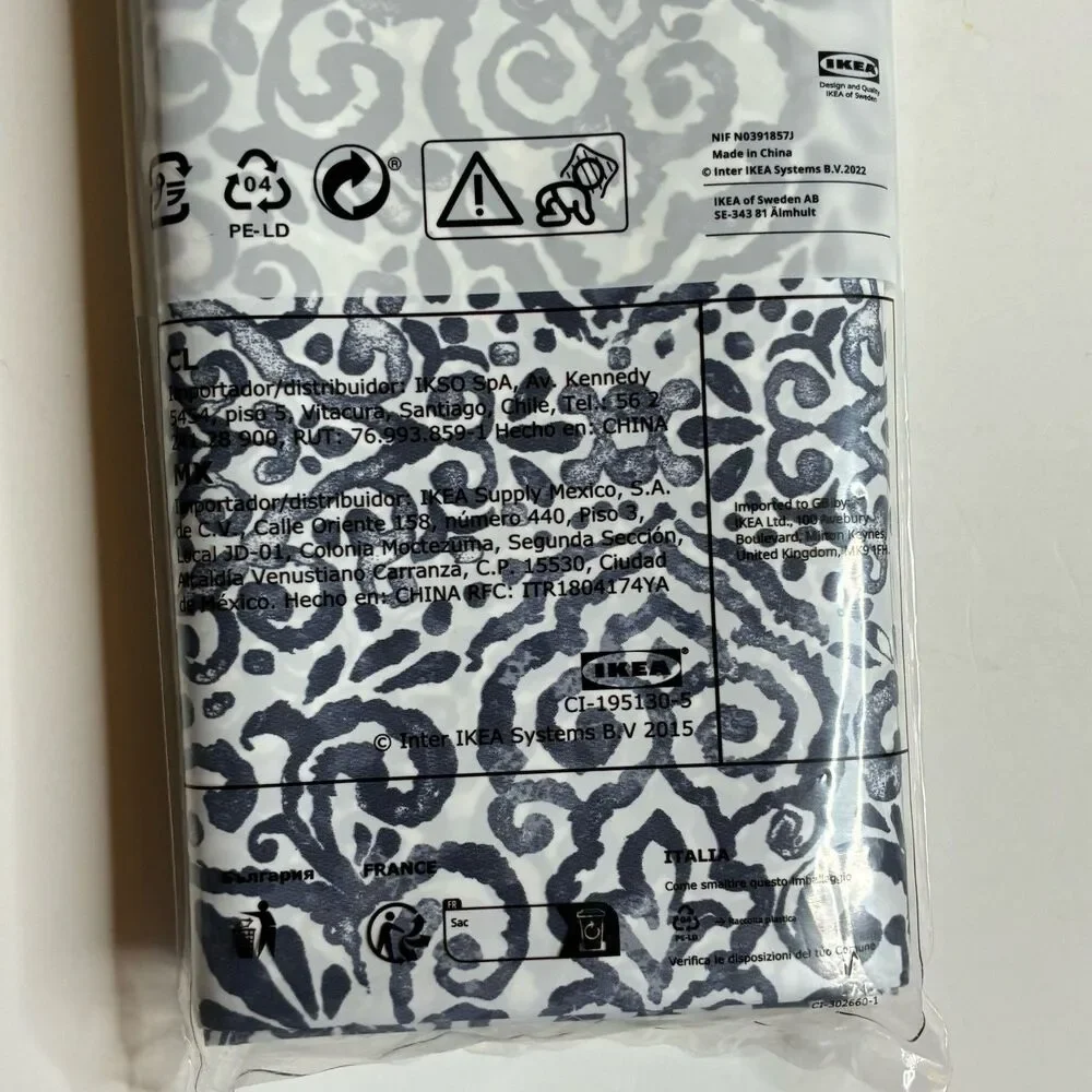 New IKEA Angsklocka White Blue Shower Curtain 71”x71” 804.967.56